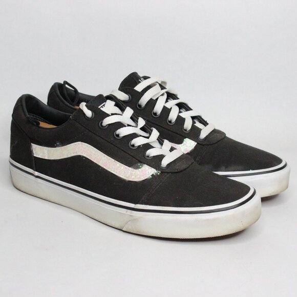 Vans Shoes - Vans Old School Women's Skater Shoes Black White Glitter Logo Classic Size 9.5